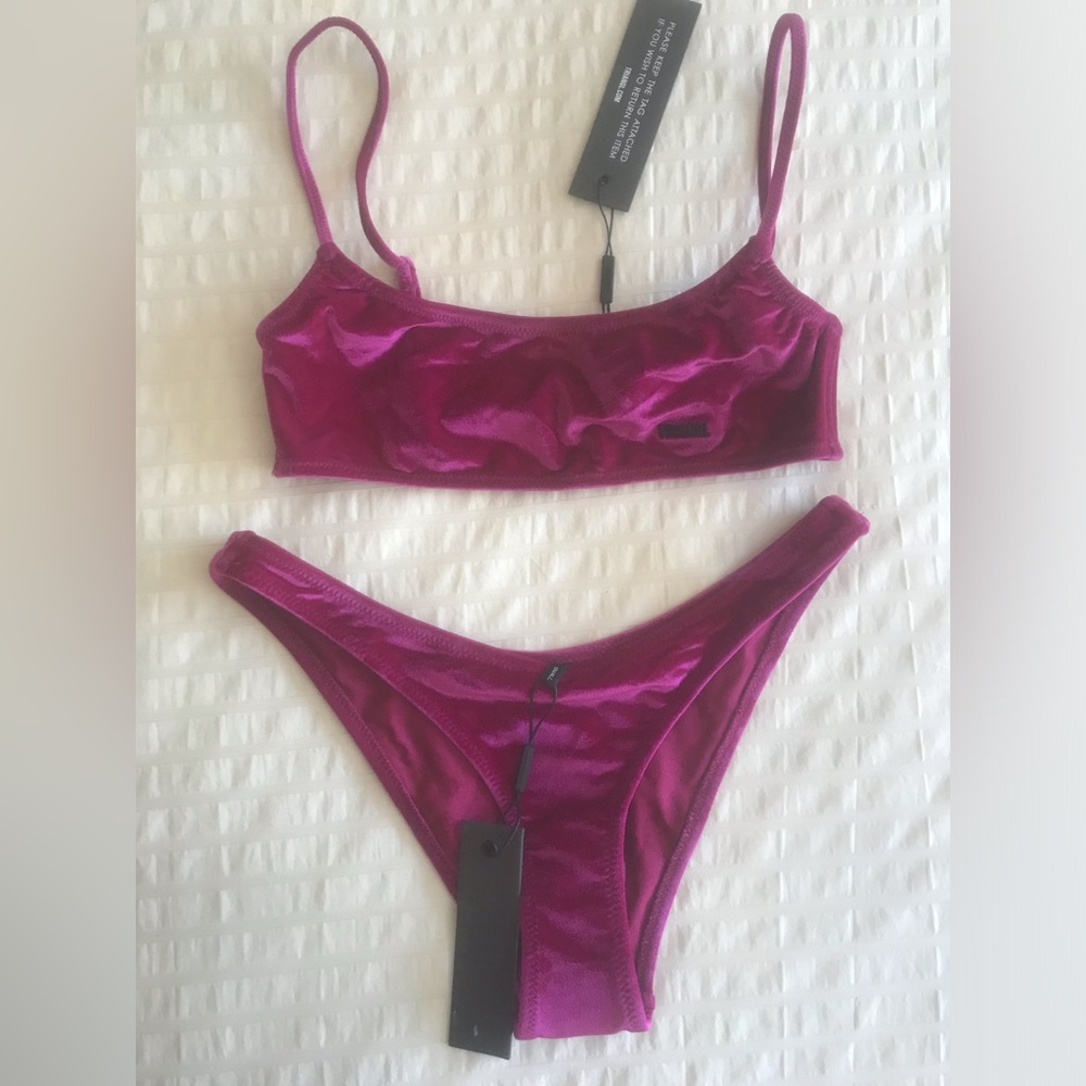 NEW with tags! Triangl Serea Plum Purple bikini set Velvet XS/S